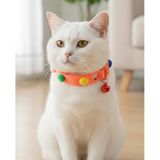 Kedi Kolyesi Tasma Ayarlanabilir Kolon Kordon Neon Turuncu Ponponlu Sesli Zilli