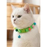 Kedi Kolyesi Tasma Ayarlanabilir Kolon Kordon Neon Yeşil Ponponlu Sesli Zilli