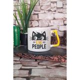 Kedi Komik Yazılı Esprili Kedisever Kedi Sahibi Şakası Hediyelik Kulplu Kupa Bardak - Sarı