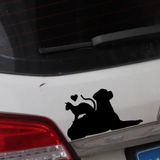 Kedi Köpek Dostluğu Araba Bağaj Kapısı Sticker Siyah Renk 15cm