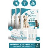 Kedi Köpek Herbal Worm Stop Bitkisel Tablet 250 Mg+ Anti Spot On Bitkisel Damla 1 ml Bit Pire Kene Köpek Iç Dış Parazit Kedi Iç Dış Parazit Köpek Ödül Ödülü Tableti Kedi Ödül Tableti