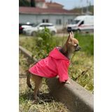 Kedi - Köpek Kıyafeti Kapşonlu Pembe Yağmurluk & Mont
