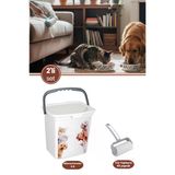 Kedi Köpek Mama Kovası Ve Tüy Toplayıcı Seti, Kapaklı Kulplu Mama Saklama Kabı + Tüy Toplayı Rulo