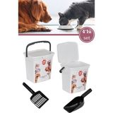 Kedi Köpek Mama ve Kum Seti, 4'lü, 6 Lt Kovalar, Kürekler, Şık ve Kullanışlı Ürün - Seçenek 1