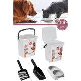 Kedi Köpek Mama ve Kum Seti, Su Kabı, Kürekler, 5'li Paket Beyaz - Seçenek 1