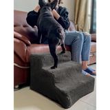 Kedi & Köpek Merdiveni Fermuarlı 3 Basamak Sünger Merdiven - Gri