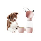 Kedi Köpek Taşınabilir Çift Hazneli Seyahat Için Mama Kabı Ve Taşınabilir Suluk (PEMBE)