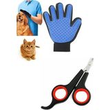 Kedi Köpek Tüy Tarama Kaşıma Fırça Eldiven Kedi Köpek Tırnak Makası 2 Li Set