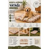 Kedi Köpek Yatağı Süngerli Fermuarlı Yıkanabilir Kılıflı Evcil Hayvan Minderi 60X70X6 Cm-Ingiliz Gülü - 60 x 70 cm - Çok Renkli