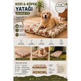 Kedi Köpek Yatağı Süngerli Fermuarlı Yıkanabilir Kılıflı Köpek Minderi 60X80X8 Cm-Ingiliz Gülü - 60 x 80 cm - Çok Renkli