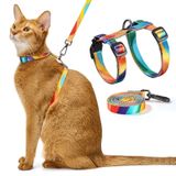 Kedi Koşum Takımı ve Tasma Seti - Kaçış Korumalı Ayarlanabilir Kedi Koşum, Rahat Yumuşak Hafif, Güvenli ve Kolay Kullanın, Küçük Orta Büyük Kediler için Yürüyüş Seyahat Yavru Kedi Koşum Takımı