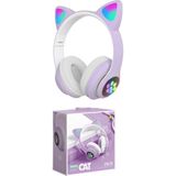 Kedi Kulaklık Işıklı Rgb Pembe Bluetooth Stn Oyuncu Mikrofonlu Cat Wireless Lila