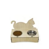 Kedi Mama Kabı Kedi Su Kabı Kedi Mama ve Su Kabı Kedi Yemek Kabı 2 Çelik Kase Model 4 Açık Meşe