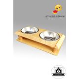 Kedi Mama Kabı - Paslanmaz Kase Çelik - Köpek Kedi Mama Ve Su Kabı - Ahşap Mama Kabı