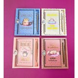 Kedi Mottolu Kilitli Defter hediyelik defter hediye kutusuyla kalem hediyeli gold renkli kalem 07 uçlu
