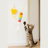Kedi Oyun Oltası Elastik Kendinden Yapışkanlı,Yavru ve Yetişkin Kediler İçin Eğitici Tüylü İnteraktif Tüylü Oyuncak