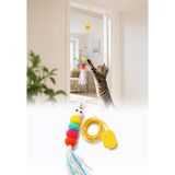 Kedi Oyuncağı Kapıya Asılan Zilli İnteraktif Kedi Oltası Vantuzlu Esnek İpli Oyuncak