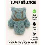 Kedi Oyuncağı Peluş Catnip ve Zilli Interaktif Oyuncak, Oyun Arkadaşı - Kaplumbağa