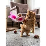 Kedi Oyuncağı Renkli Tüylü Kedi Oyuncağı Peluş Kuş Figürlü - Içgüdü Geliştirici Avcılık Egzersizi - Açık Pembe