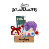 Kedi Parti Kutusu 4’lü Set | Parti Şapkası, Peluş Pasta, Peluş Hediye Kutusu