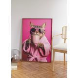Kedi Posteri - 30x40 cm - Retro Tarz Çerçeveli Duvar Tablosu - Dekoratif Baskı