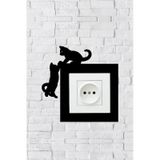 Kedi Priz Çerçevesi İç Ölçü 8,4x8,4 Cm Dekoratif Priz Kenarlık Süsü - Anahtar Çerçevesi