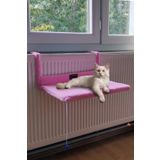 Kedi Radyatör Yatağı Pembe Kalorifer Petek Üstü Askılı Polar Peluş Kedi Hamak