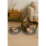 Kedi Servis Altlığı Seti, 30X30 Cm, Şık ve Pratik Yemek Paspası Çifti - Seçenek 1