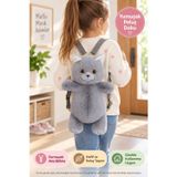 Kedi Sırt Çantası B&D Peluş Gri Çocuk Çantası Fermuarlı Hafif Sevimli Model 31 x 13 x 17 cm