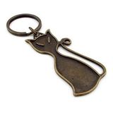 Kedi Sliüeti Hayvansever Minimal Tasarım Bronz Renk Antik Metal Anahtarlık KC230