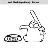 Kedi Sopalı Depo Kapağı Oto Sticker 15 CM