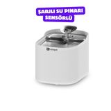 Kedi Su Pınarı Kablosuz Şarjlı Paslanmaz Çelik 2.5L Şarjlı Hareket Sensörlü | Kablosuz, Hareket Sensörlü, 5200 MAh Şarjlı Pil, 2,5 L, Paslanmaz Çelik Tepsili, kablosuz şarj, kablosuz motor
