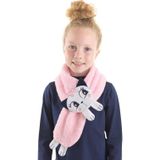 Kedi Sue Kız Çocuk Peluş Aplikeli Pembe Atkı