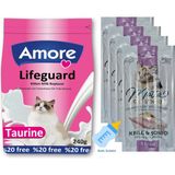 Kedi Süt Tozu Lifeguard 240GR, Biberon, Kril ve Kalamarlı Ödül Sticks 4 Adet 3lü - 240 g + Motto 4-Kalamar