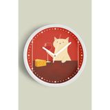 Kedi Tasarım Modern Duvar Saati - 25cm - Önü Camlı Beyaz Kasa - Sessiz Mekanizma, JH0671S25BKP