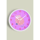 Kedi Tasarım Modern Duvar Saati - Çocuk Odası Duvar Saati - 25cm - Önü Camlı Beyaz Kasa, JH1173S25BKP
