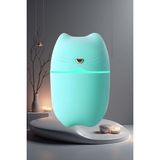 Kedi Tasarımlı LED Hava - Oda- Araç Nemlendirici Buhar Makinesi Sessiz Aroma Difüzör Çok Fonksiyonlu - Yeşil