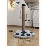Kedi Tırmalama Tahtası Pati Modelli 50 cm Tırmalama Kedi Oyun Alanı Puf Başlıklı - Gri