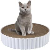 Kedi Tırmalama Yatağı, Çift Taraflı Kullanılabilir, Değiştirilebilir İç Karton, Yuvarlak Oluklu Kağıt, Kaymaz Taban 40x10 cm