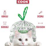 Kedi Tuvaleti Büzgülü Çöp Torbası, 55 x 30 Cm, 20 Yaprak, Sabun Kokulu, Beyaz - 0,5 x 9 cm - Renkli