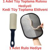 Kedi Tüy Toplama Eldiveni 1 Adet Rulo Hediyeli Köpek Tüy Toplama - Siyah