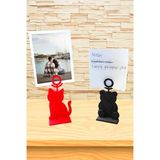 Kedi ve Ayıcık Figürlü Fotoğraf Tutucu, 2'li Masaüstü Dekor Not Tutacağı, Fotoğraf Not Tutucu