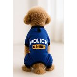 Kedi ve Köpek Kıyafeti & Elbisesi - Saks Mavi 4 Bacak Tulum Police K-9 Unit - XS