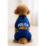 Kedi ve Köpek Kıyafeti & Elbisesi - Saks Mavi 4 Bacak Tulum Police K-9 Unit