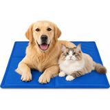 Kedi ve Köpek Serinletici Matı - 90 x 50 cm Basınçla Etkinleşen Jel Dolgulu Soğutucu Minder - Katlanabilir Taşınabilir Evcil Hayvan Yatağı - Ev Araç Kafes Kulübe Seyahat Için - Mavi - Ahşap