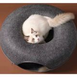 Kedi Yatağı -Donut Kedi Tüneli -Kedi Oyun Alanı- Fermuarlı 2 Parçalı -60*60*28 - Yurtdışından Ithal - Koyu Gri