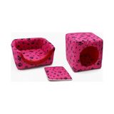 Kedi Yatağı ve Kedi Evi, Pati Desenli, Dönüşebilen Kapalı Tasarım, 40 Cm, Sünger Dolgulu (Pembe) - 001-Renkli - 100 x 100 cm