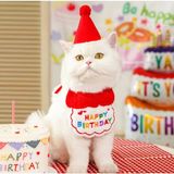 Kedi/köpek Doğum Günü Parti Kıyafeti/aksesuarı (Şapka ve Önlük) Evcil Hayvan Doğum Günü Sürprizi - 0 - Kırmızı