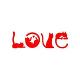 Kediler Love Araba Sticker 17X17 Cm Kırmızı