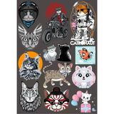 Kediler Sticker Set-16 16 Parça Telefon, Tablet, Defter, Laptop Sticker